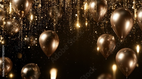 Celebrate in style with a sophisticated abstract birthday banner filled with golden balloons