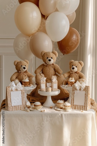 Delightful kids birthday celebration with teddy bears and sweet treats in a cozy setting