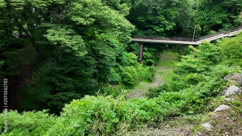 小諸城の崖（地獄谷）にかかる橋　長野県・小諸市