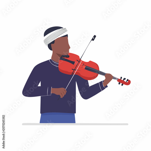 Flat illustration of a man playing violin