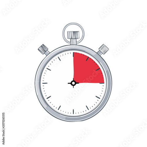 Flat stopwatch timer icon with red highlight