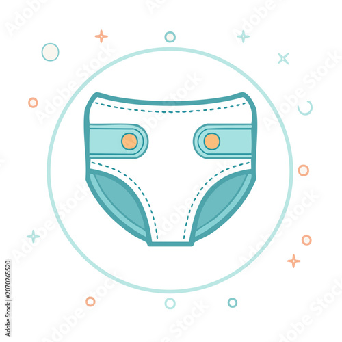 Flat vector icon of a baby diaper with fasteners
