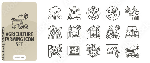 Foto Agriculture and farming icon set, smart farming technology, precision agricultur