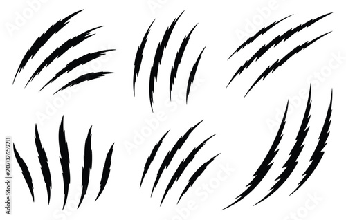 Billede på lærred Claw Marks Graphic: A set of six distinct black claw mark graphics