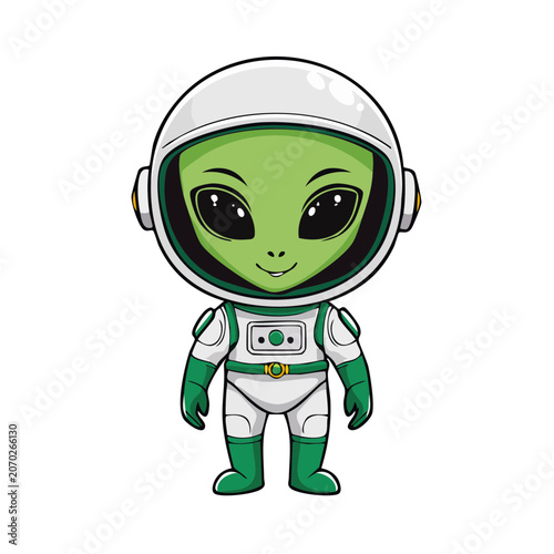 Cartoon Alien Astronaut in Space Suit