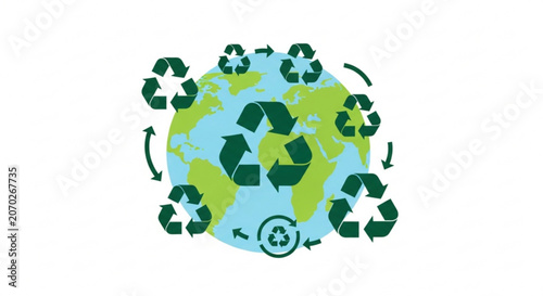Quadro em tela Earth with recycling symbols for eco friendly practices