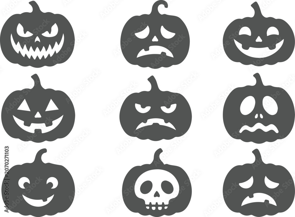 Obraz premium Set of halloween pumpkin silhouette vector