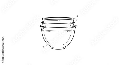 Stacked mixing bowls in simple line art style.