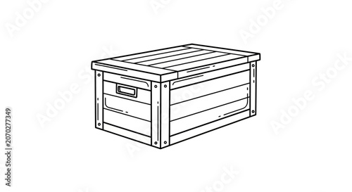 Wooden storage crate with metal clasps and handle.