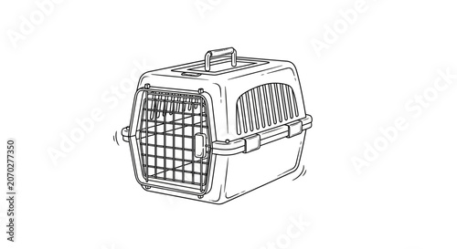 Portable plastic pet carrier with wire door.