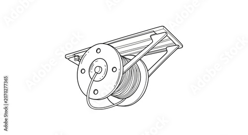 Industrial pulley system with metal wheel and belt.