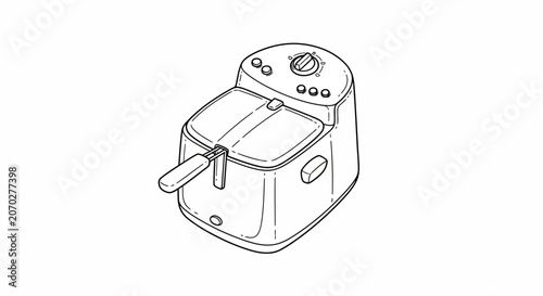 Stainless steel deep fryer with dual baskets.