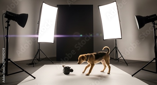 Studio Portrait of a Dog Under Professional Lighting.