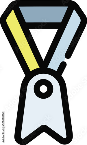 Clean vector flat award ribbon badge signifying victory and