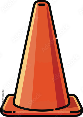 Dynamic orange vector cartoon cone for sports training and agile football practice
