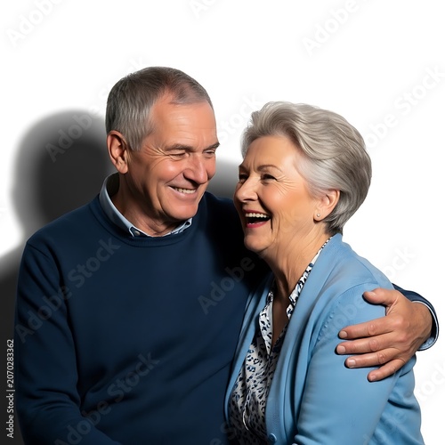 Warm Aging Couple Sharing a Friendly Embrace.