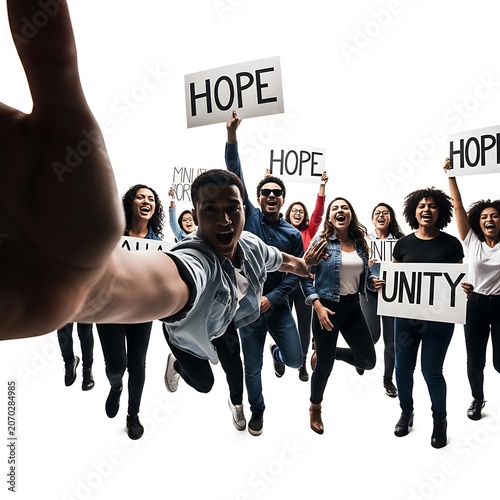 Hope and Unity Rally Group Jumping for Change.