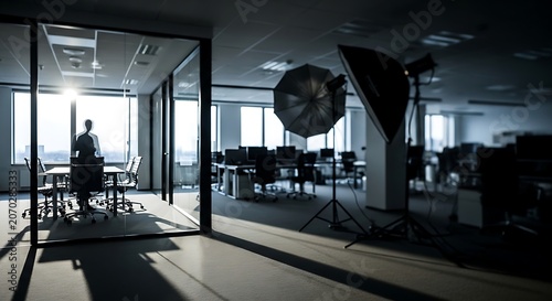 Bright Modern Office Conference Space With Glass Walls.