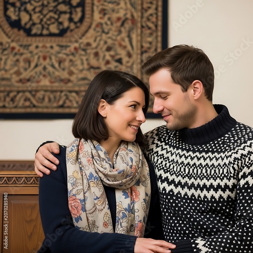 Warm Cozy Moment Between a Couple Indoors at Home.