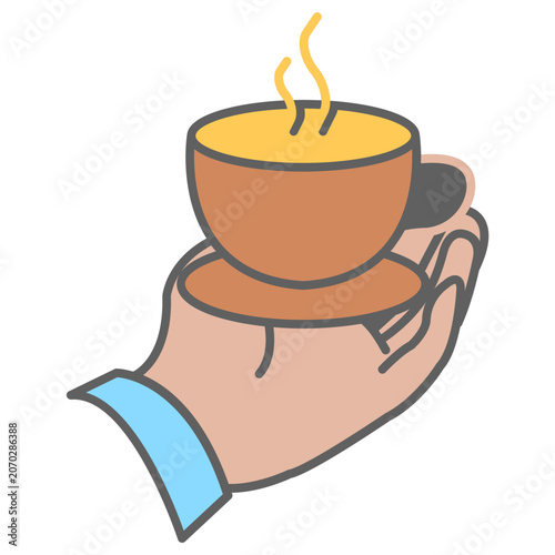 Holding a hot coffee cup icon