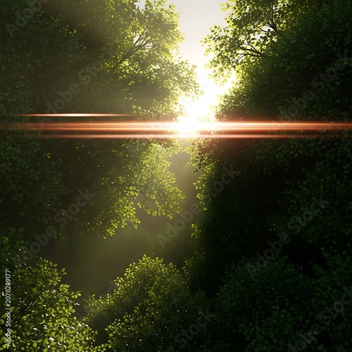 Sunlight Through Forest Canopy at Dawn.