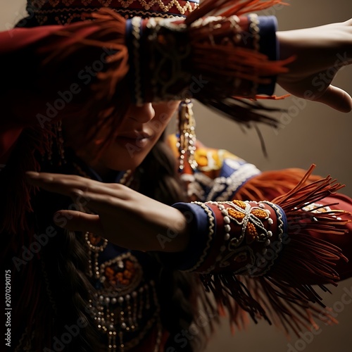 Traditional Dancer in Festive Cultural Attire Performance.