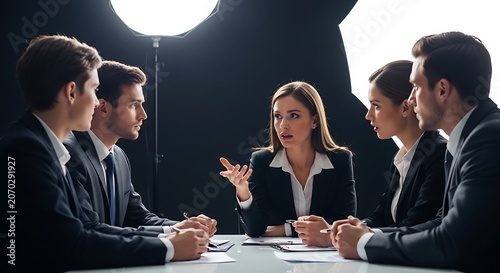 Business Team Discussion During a Formal Meeting.