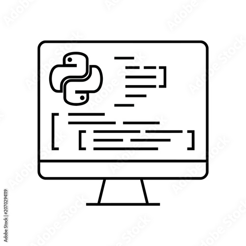 Python Source Code Window Outline Vector Icon
