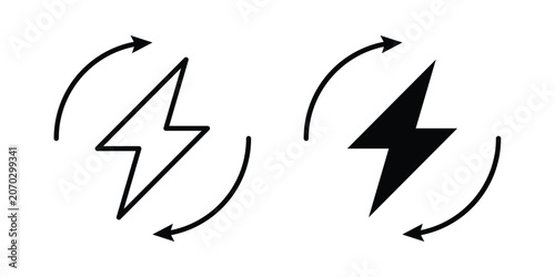 Fotografie Alternative power icon set modern line, solid style collection