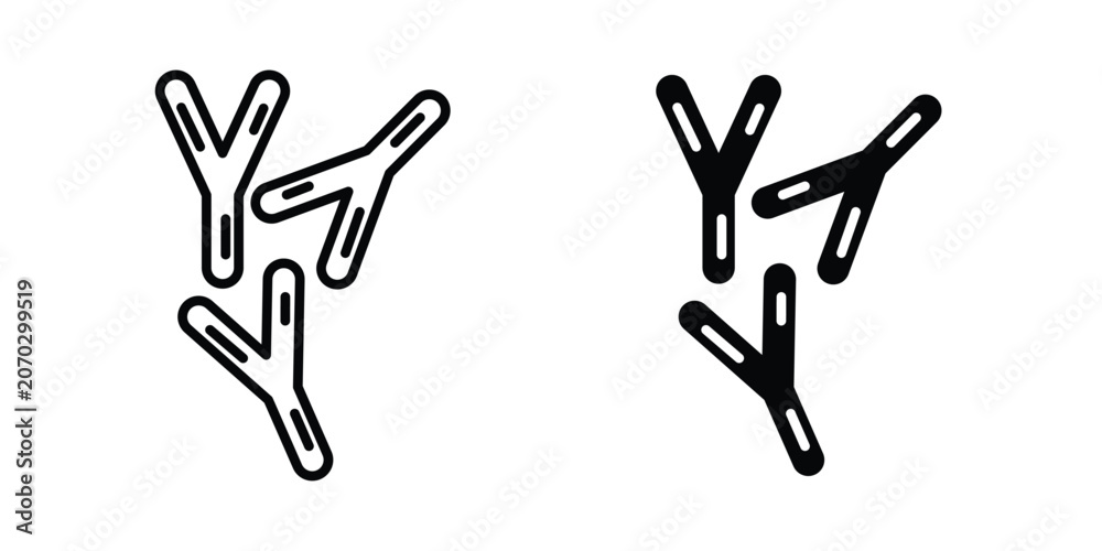 Fototapeta premium Bifidobacterium probiotics icon set modern line, solid style collection