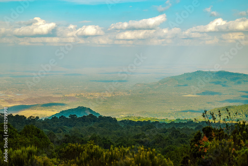 Panoramic View Over Arusha National Park Plains from the Lower Montane Forest Zone of Mount Meru, Tanzania