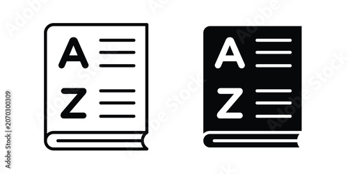 Tableau sur toile Dictionaries icon set modern line, solid style collection