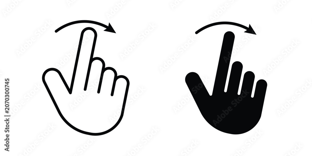 Fototapeta premium Finger swipe icon set modern line, solid style collection