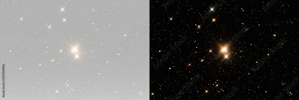 Obraz premium Golden celestial glitter stars with luminous sparkle dust creating magical luxury festive night sky effect