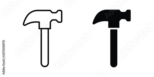 Tableau sur toile Hammer icon set modern line, solid style collection