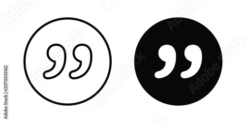 Quote Mark icon set modern line, solid style collection