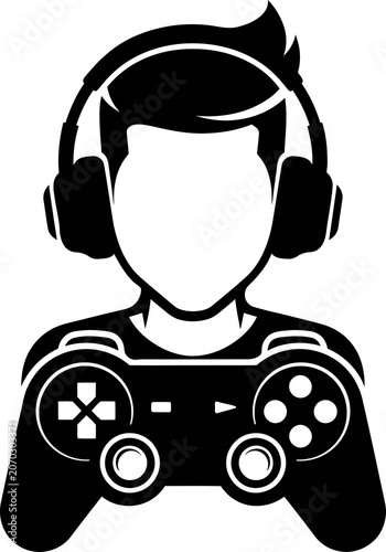 Obraz na plátně Leveling up skills man gaming focus and passion Silhouette icon design