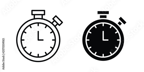 Stopwatch icon set modern line, solid style collection