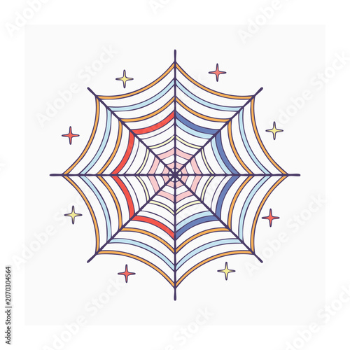 Colorful Geometric Spider Web Vector Illustration
