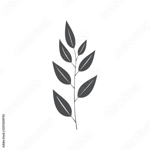 Minimalist black leaf branch vector