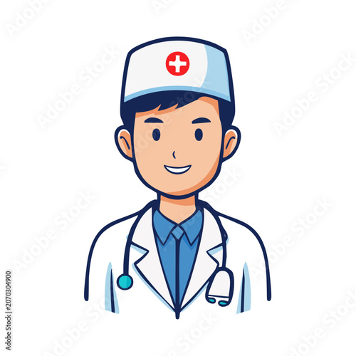 Smiling male doctor in white coat with stethoscope
