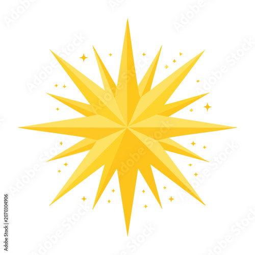 Yellow starburst with sparkles on transparent background