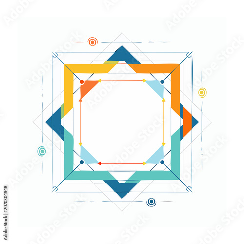 Abstract geometric design with colorful shapes and lines