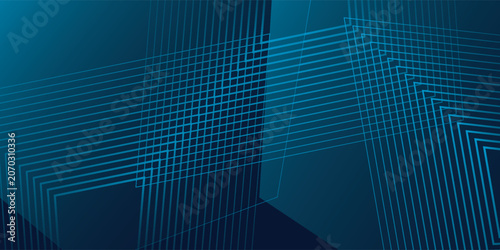 Blue abstract background with glowing arrow lines. Modern shiny blue geometric lines design. Technology futuristic  modern
