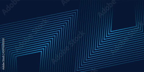 Blue abstract background with glowing arrow lines. Modern shiny blue geometric lines design. Technology futuristic  modern