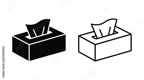 Tissue Box Illustration Black And White Line Art Style