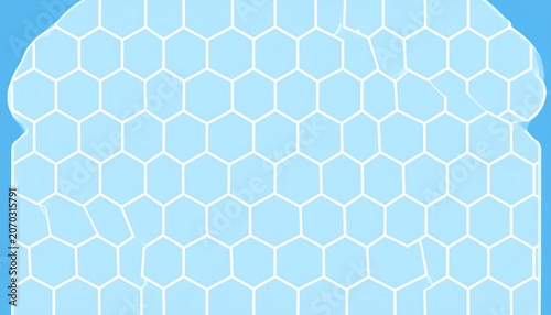 Abstract geometric pattern of white hexagons on a light blue background