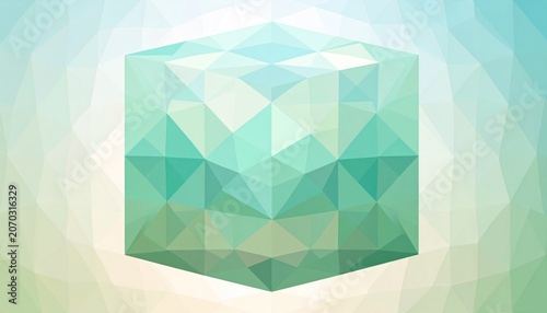 Abstract geometric teal cube against a soft, gradient background