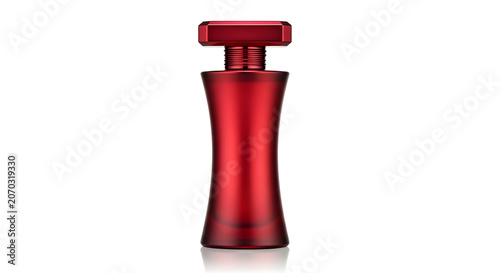 Luxury matte red perfume bottle isolated on white background
