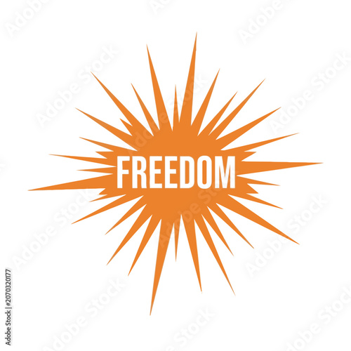 Orange freedom text graphic design element.